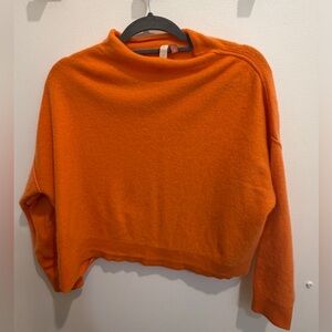 Bright Orange Anthropologie Cashmere Pilcro Cropped Mock Neck Sweater